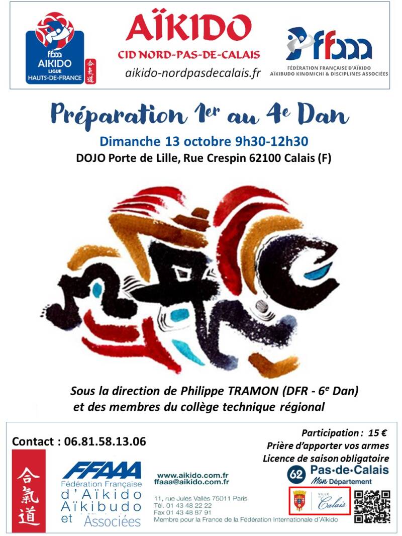 Affiche – Préparation 1er au 4e dan (CTR) – 13 octobre 2024